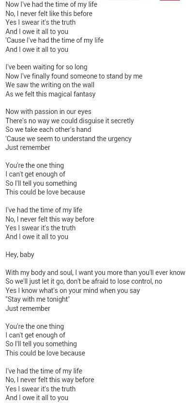 the time of my life lyrics