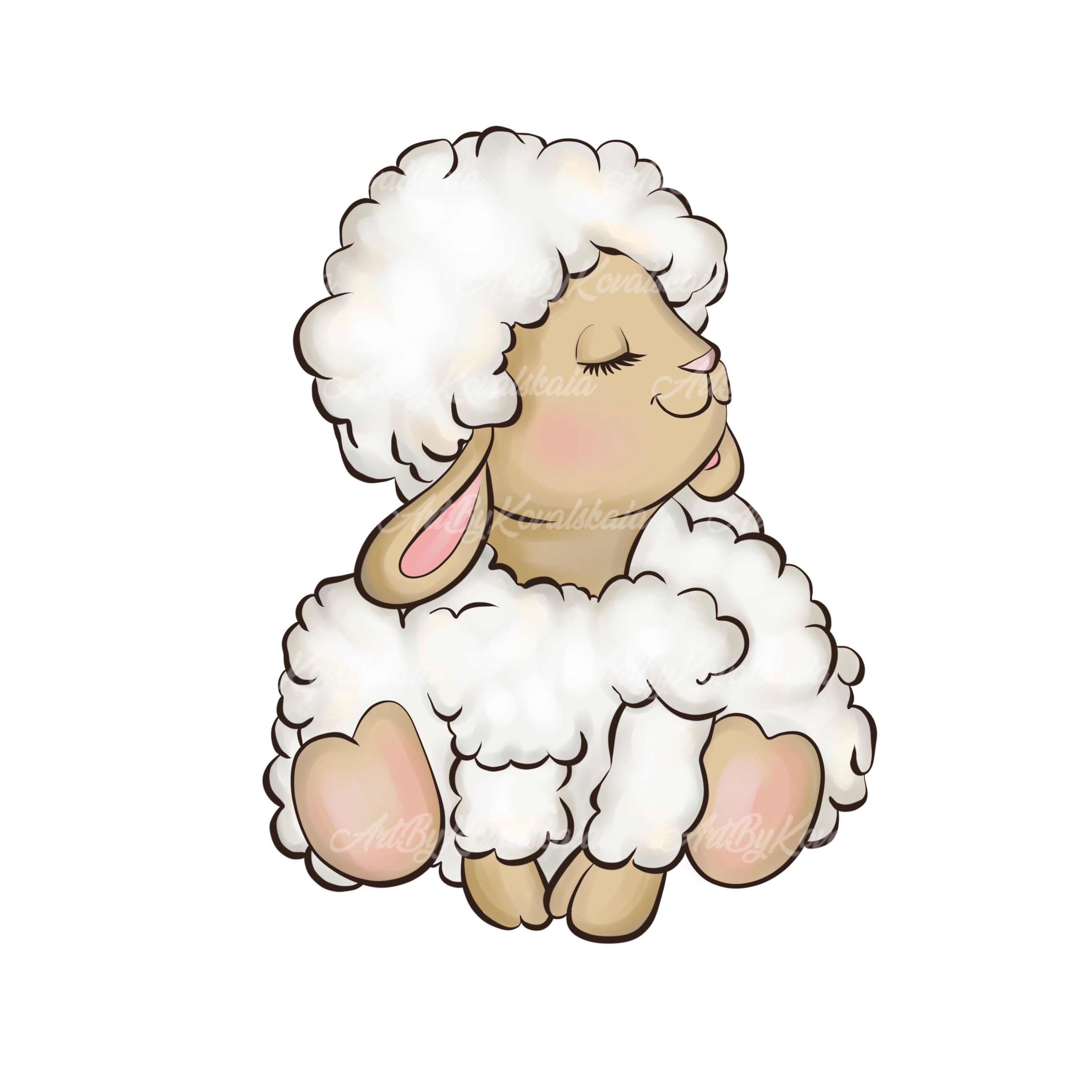 cute lamb drawing