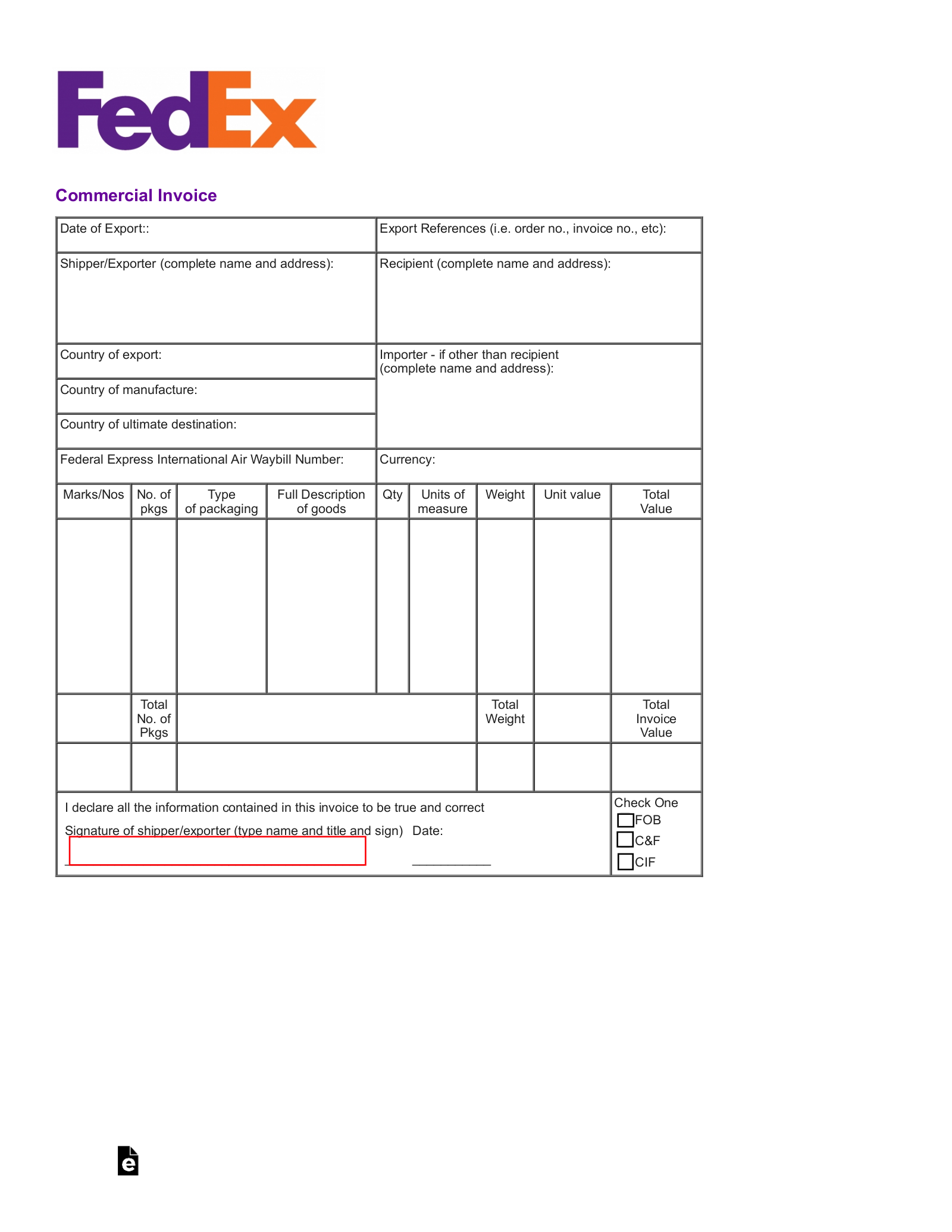 fedex invoice