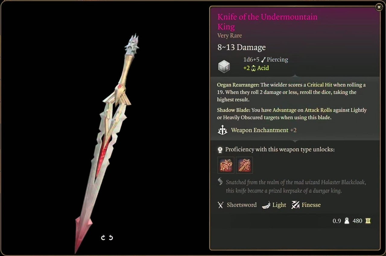 knife of the undermountain king bg3