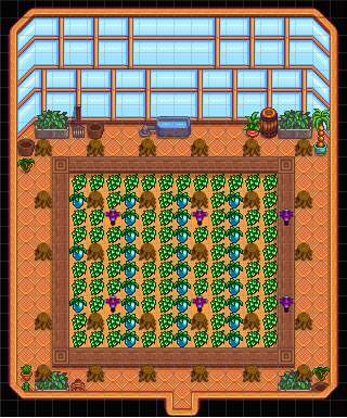 stardew valley greenhouse sprinkler layout