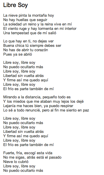 let it go español lyrics