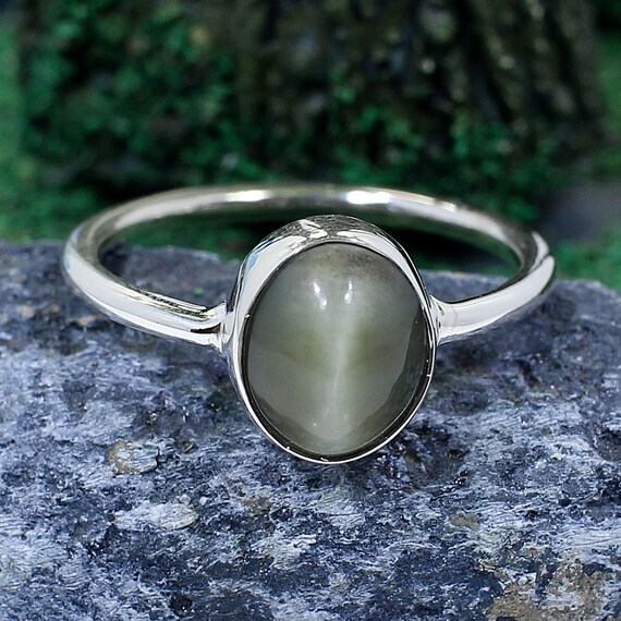 cats eye silver ring