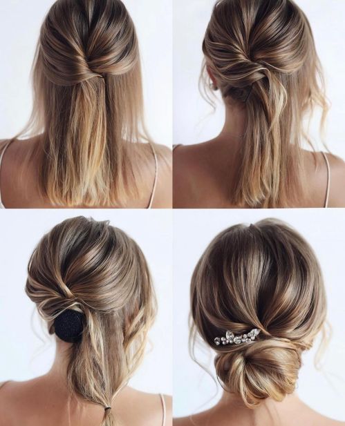 easy updo hairstyles medium length hair