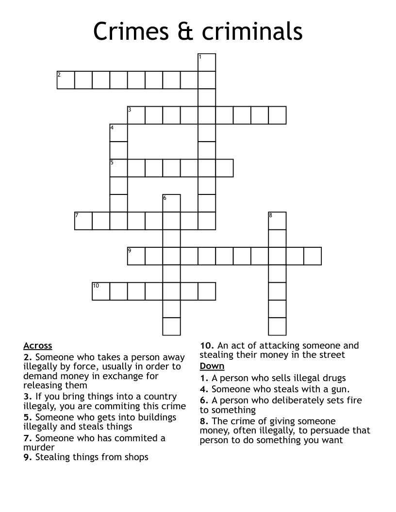criminal crossword clue 10 letters