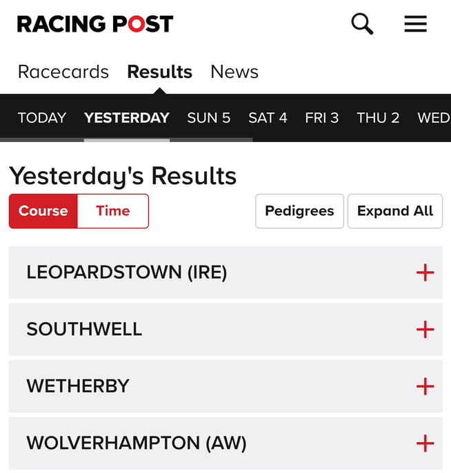 racing post results