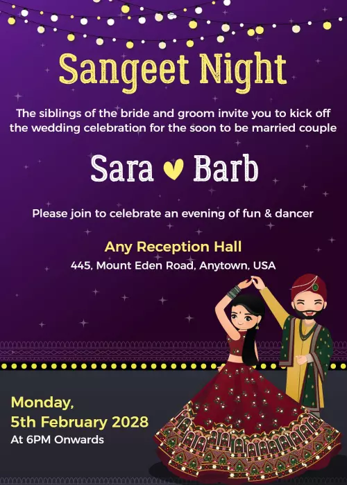 sangeet invitation cards online free