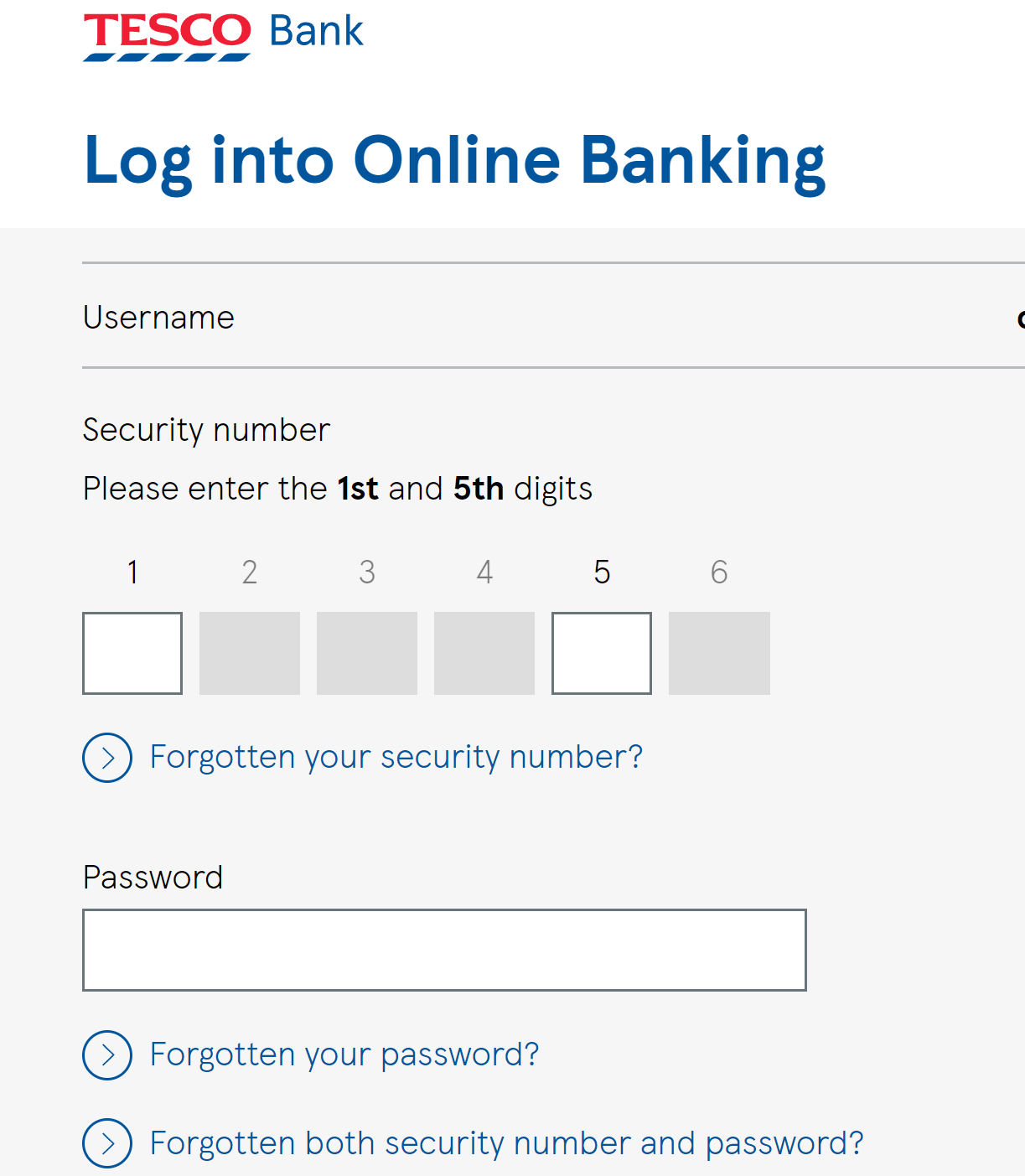 tesco bank login