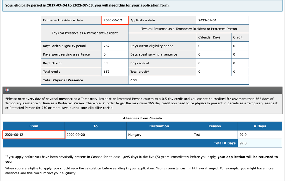 physical presence calculator cic