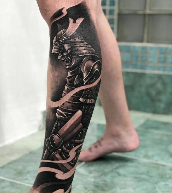 warrior tattoo leg