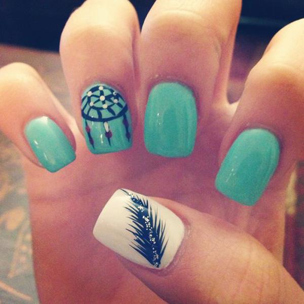 feather nail designs