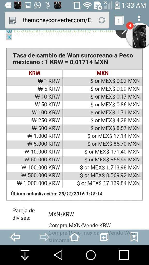 45 millones wones a pesos mexicanos cuanto es