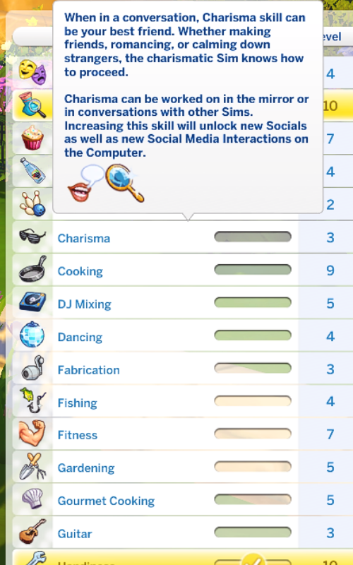 skills cheat sims 4