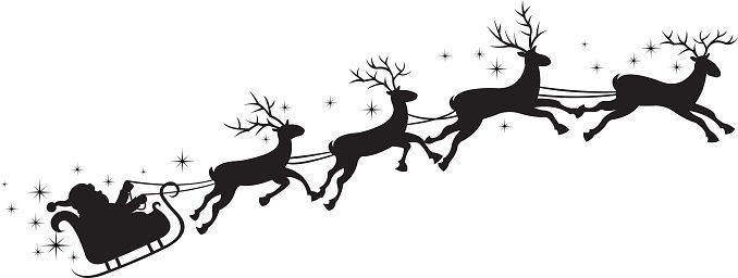 silhouette father christmas sleigh