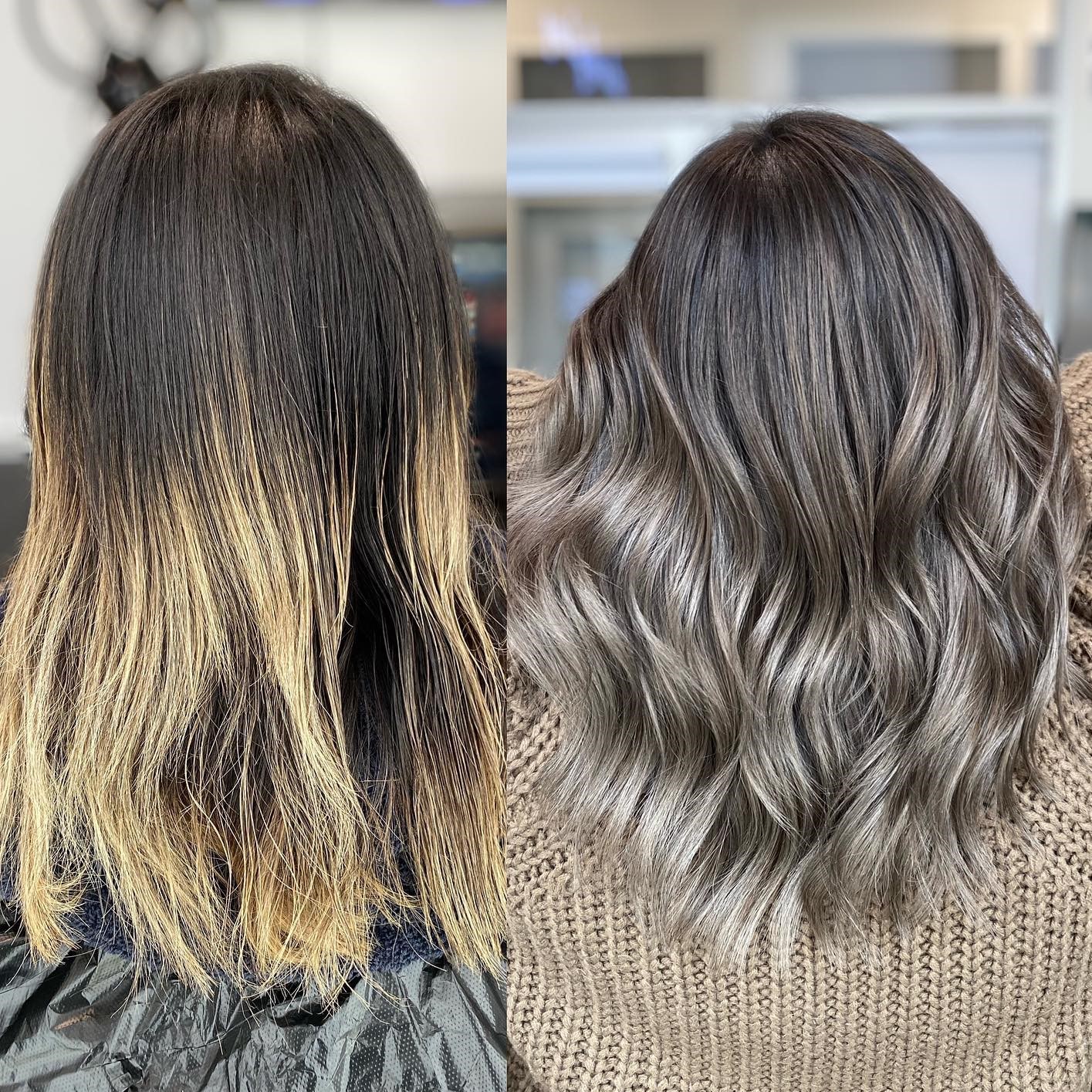 grey highlights on brown hair