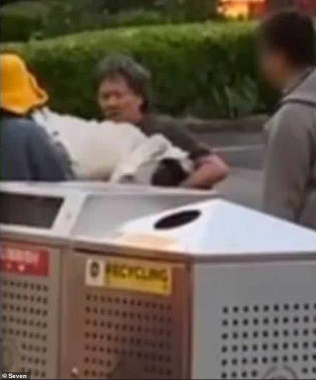 man eats bin chicken