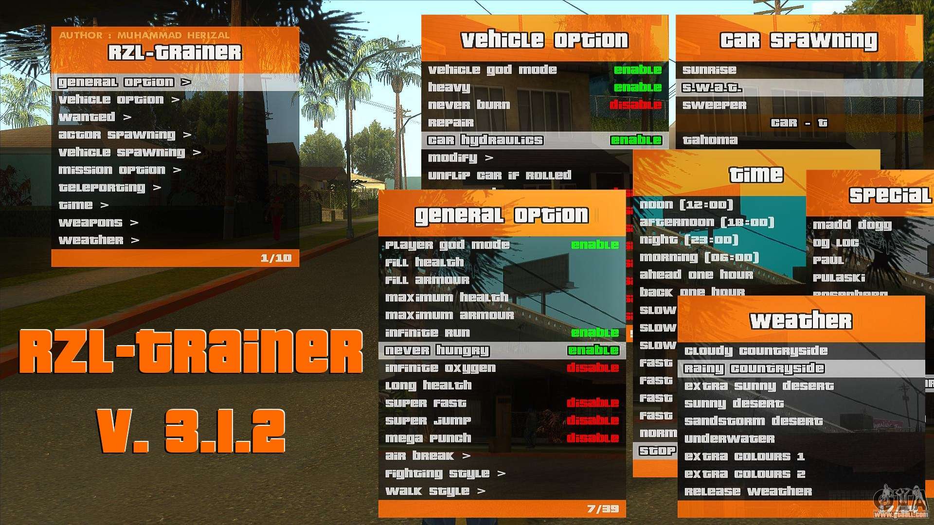 gta san andreas pc trainer