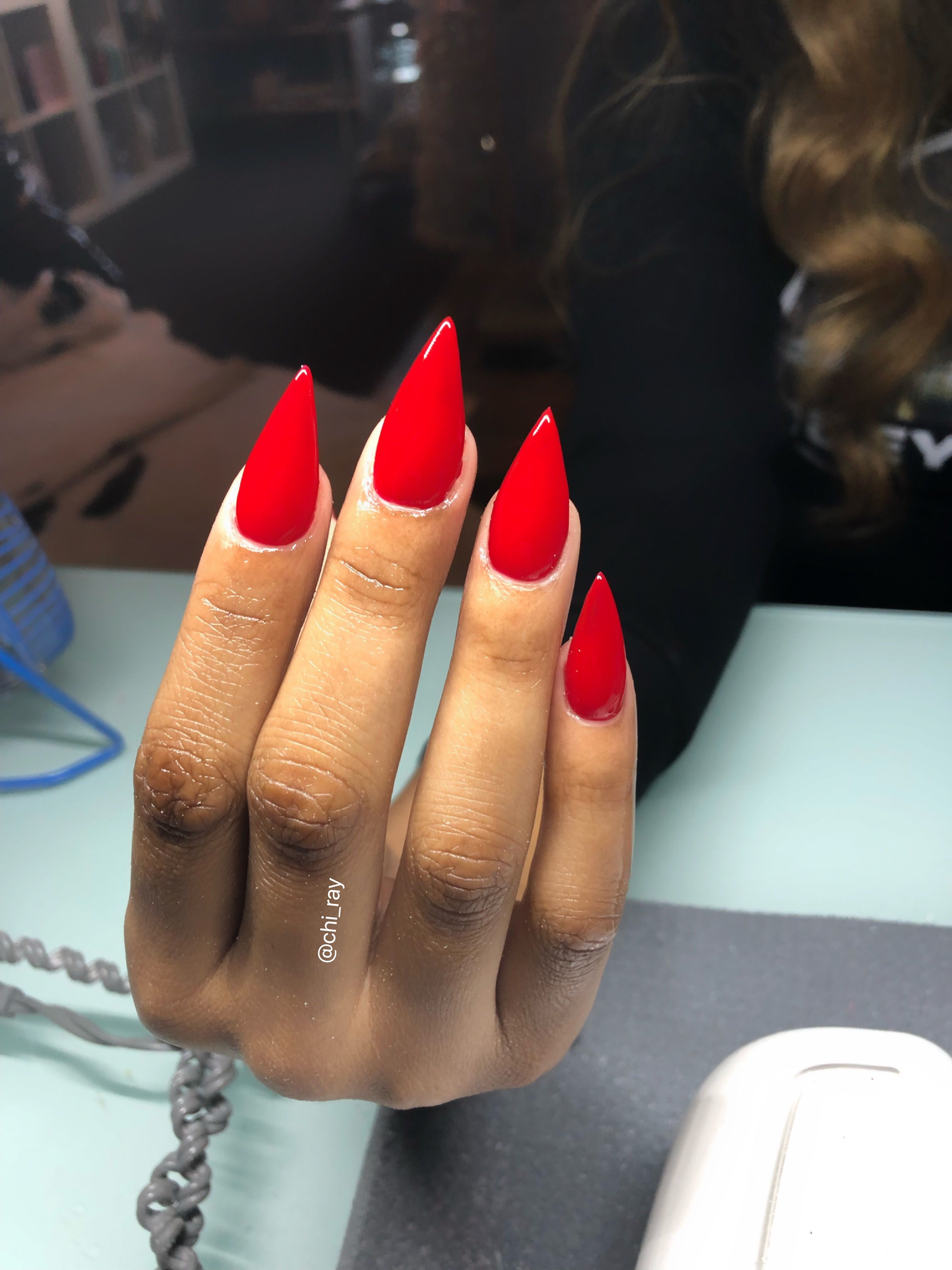 pointed red nails