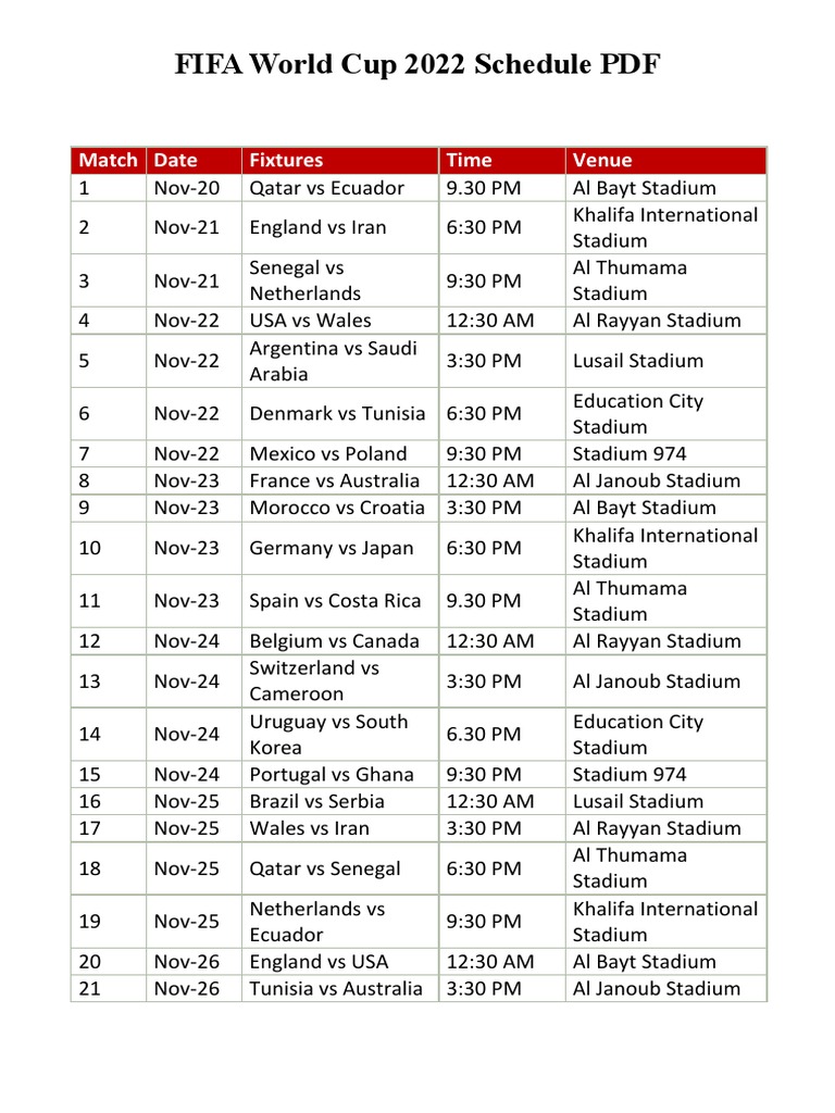 fifa world cup 2022 match list pdf download