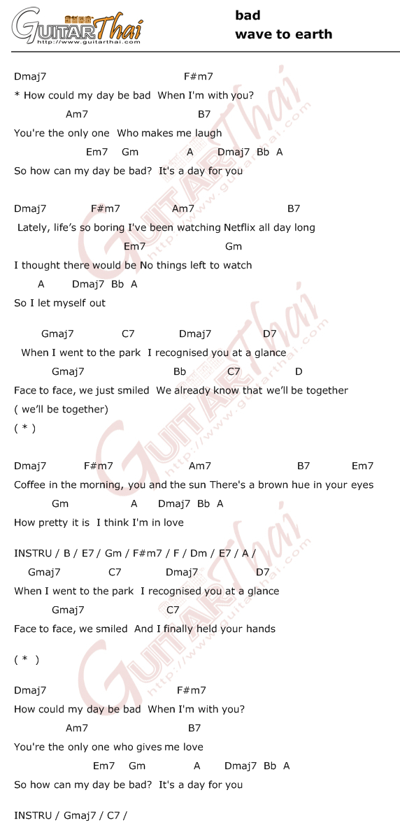 bad wave to earth chords