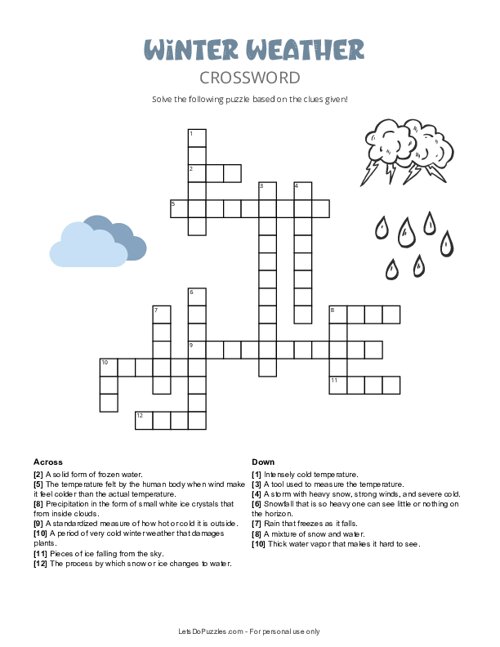 wintry weather feature crossword clue