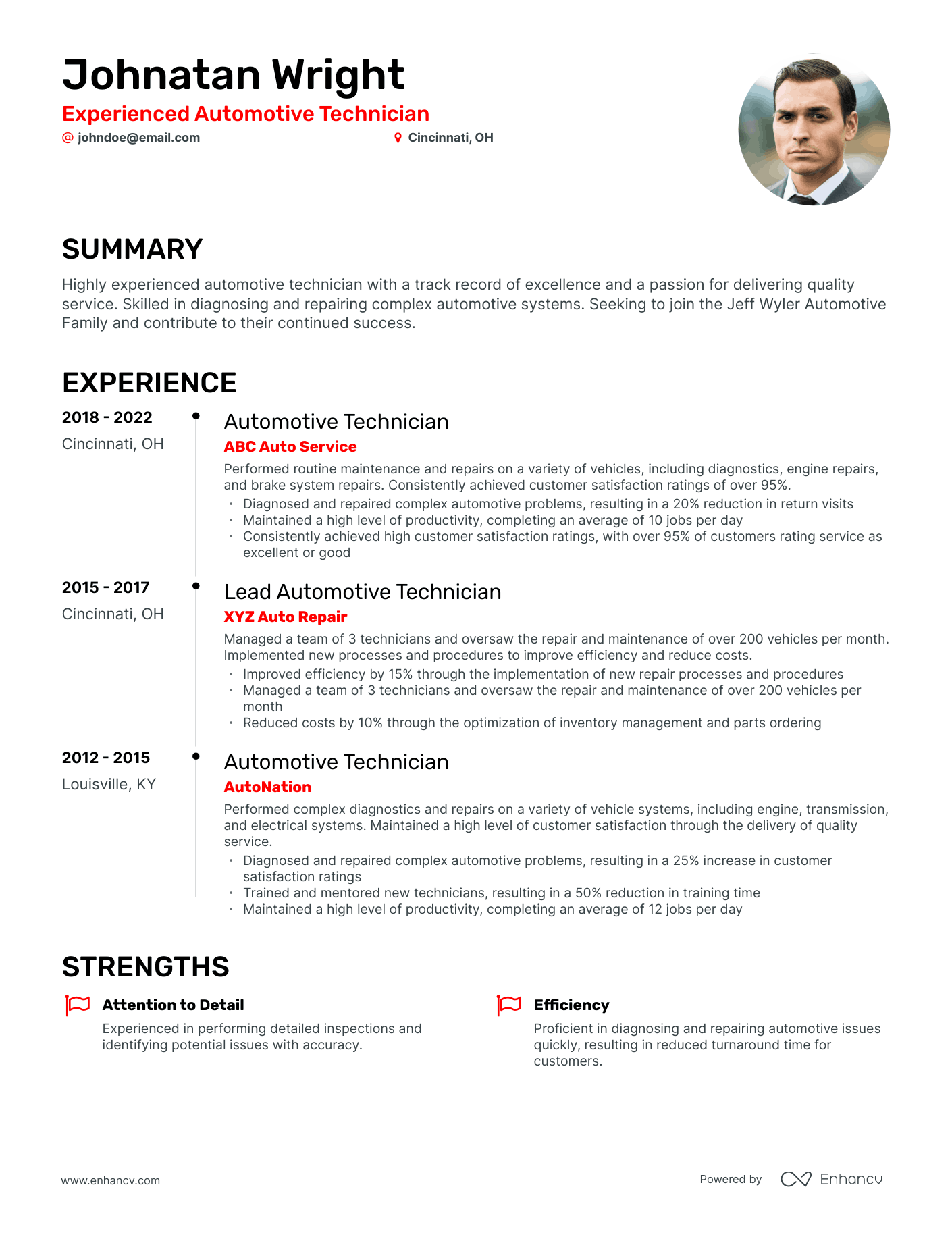 automotive technician resume