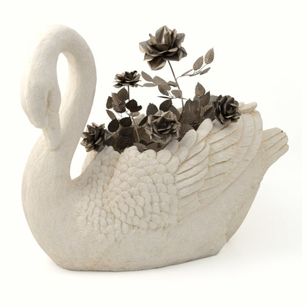 large ceramic swan planter