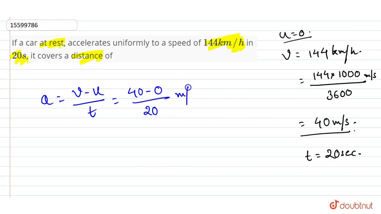 if a car at rest accelerates uniformly