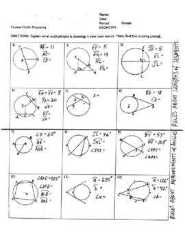 circle review worksheet answer key pdf