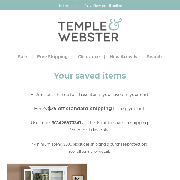 temple and webster discount code $50 off