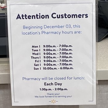 what time does walmart pharmacy close