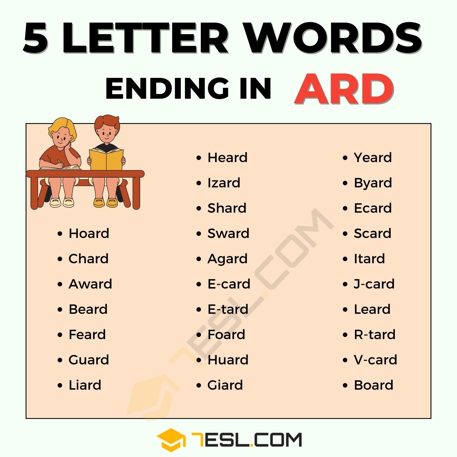 5 letter words ending in arc