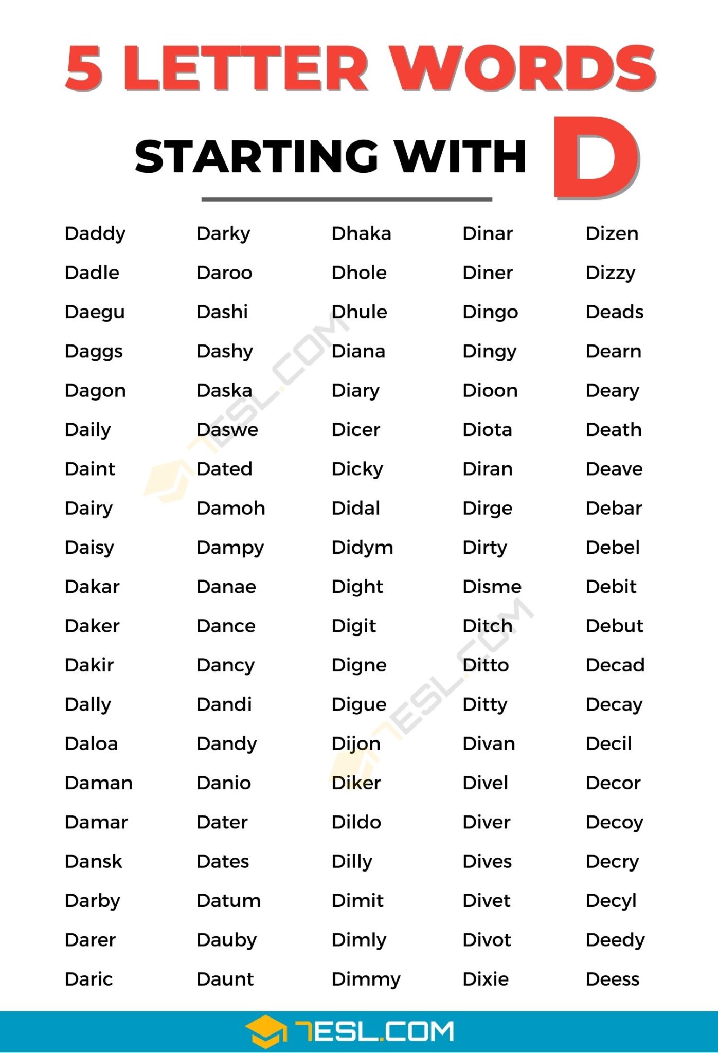 5 letter words starting with dre