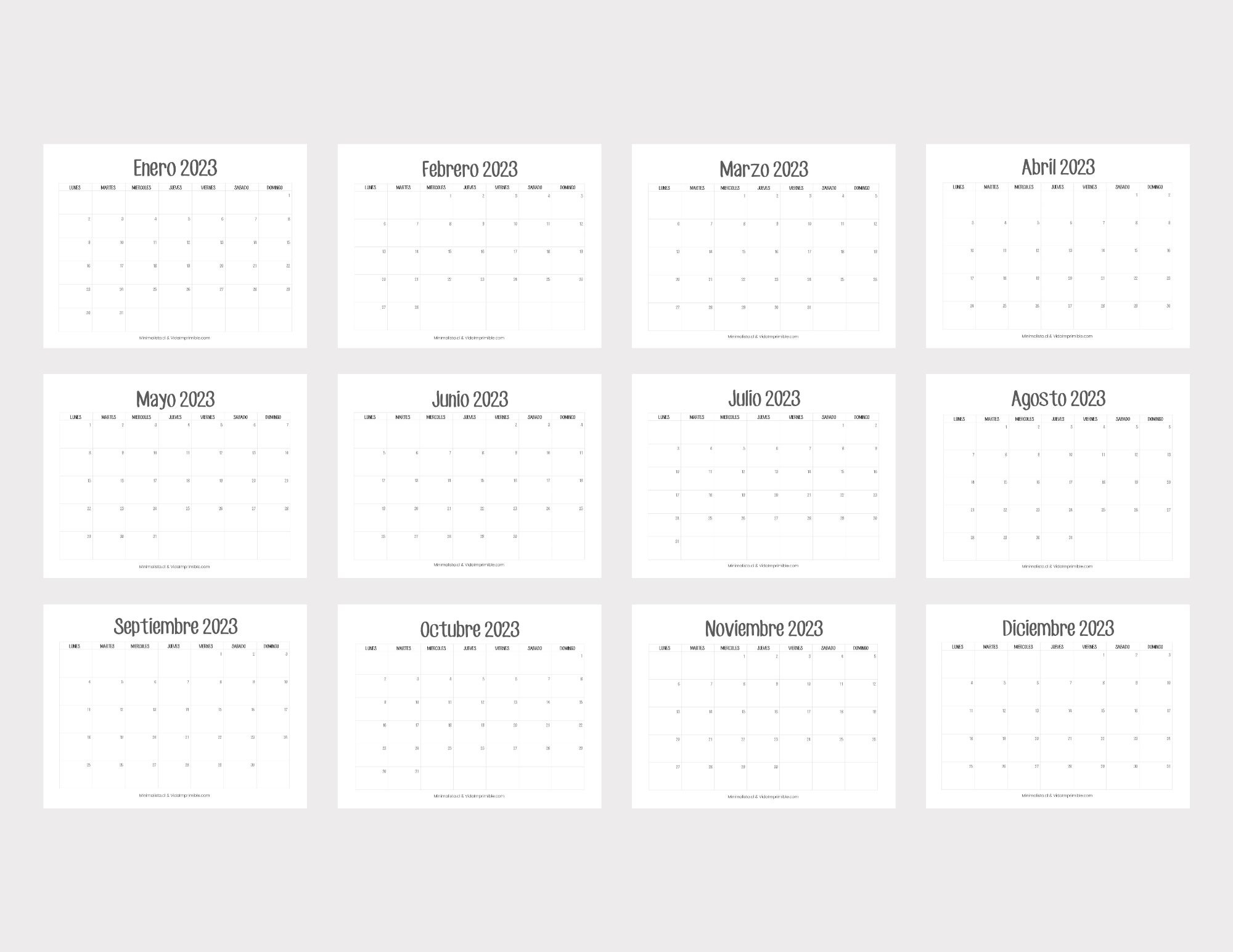 calendarios mensuales 2023 para imprimir gratis