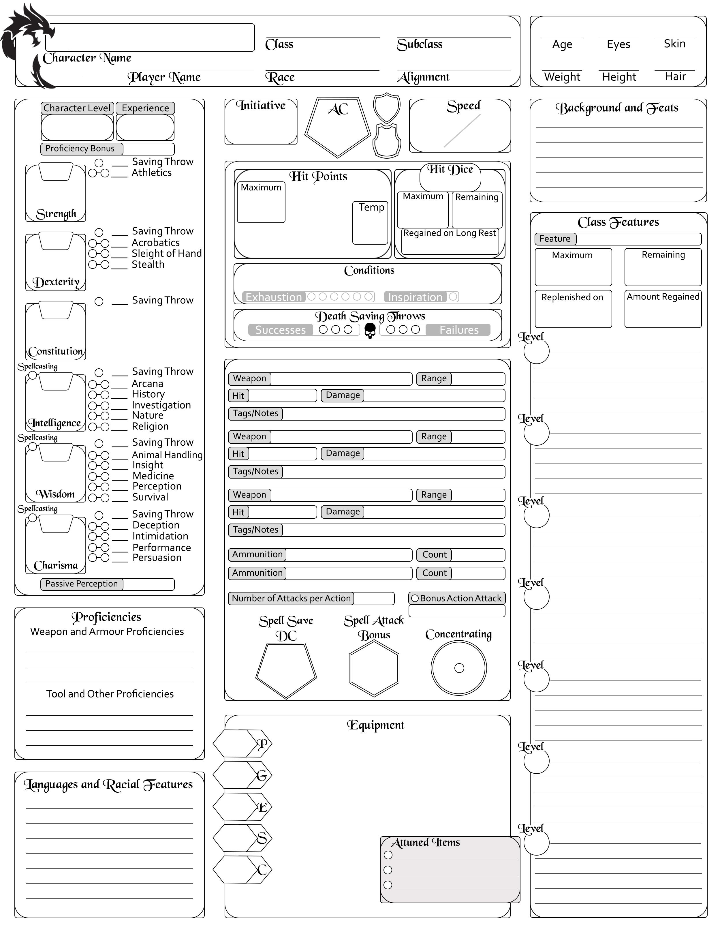 5e fillable character sheet