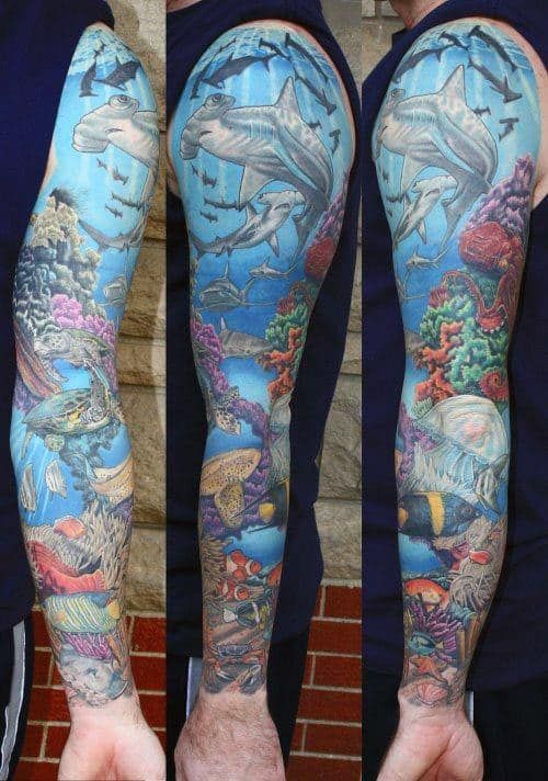 coral reef sleeve tattoo