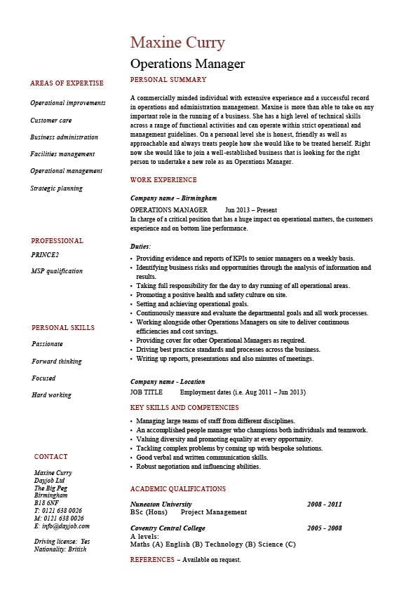 manager job description for resume