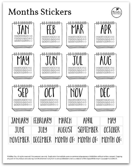 bullet journal stickers free printable black and white