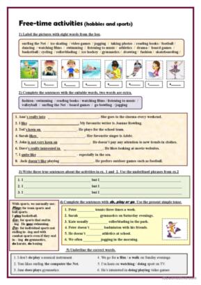 free time activities worksheets pdf