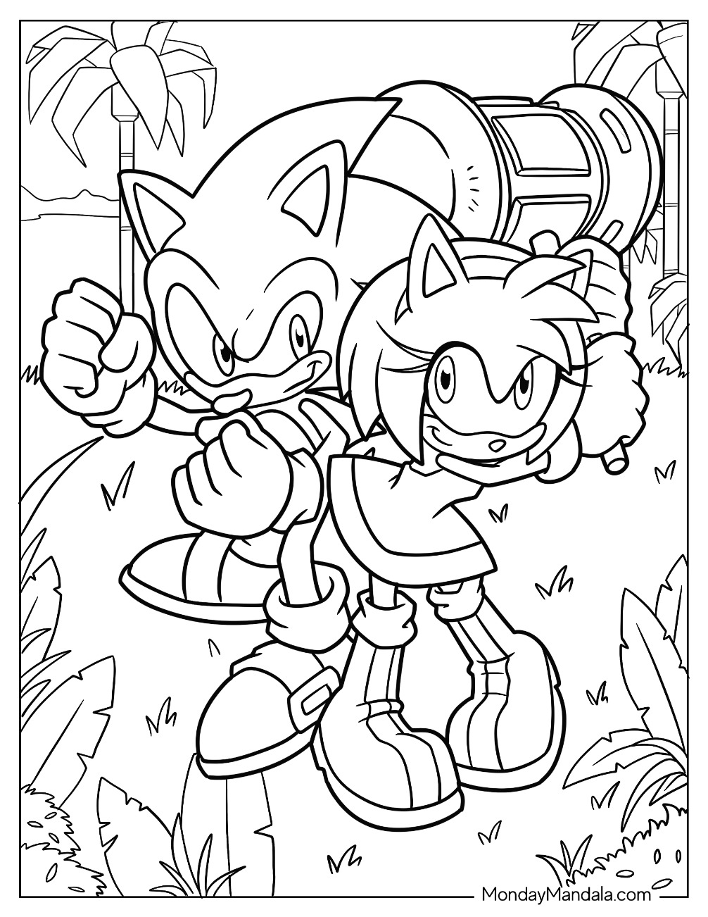 sonic and amy coloring pages