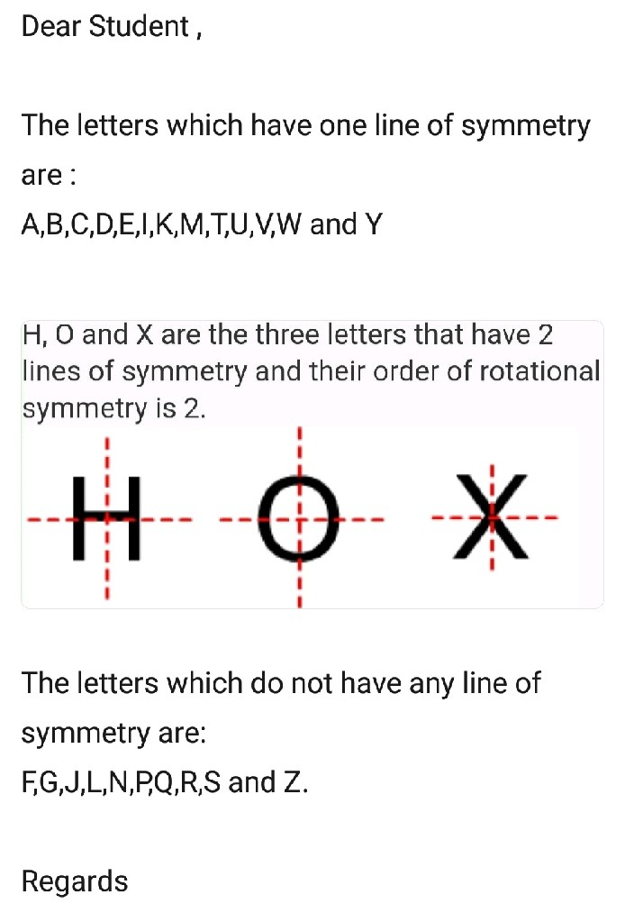 how many letters have one line of symmetry