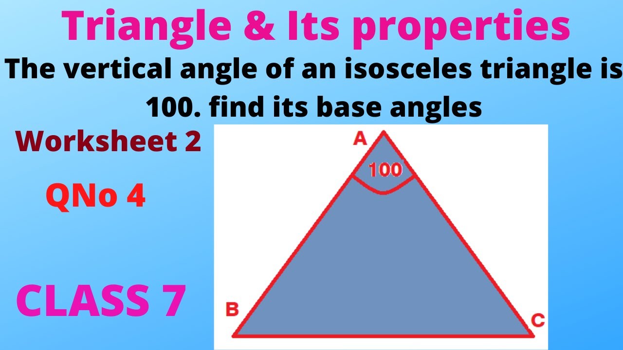 the vertical angle of an isosceles triangle is 100 degree