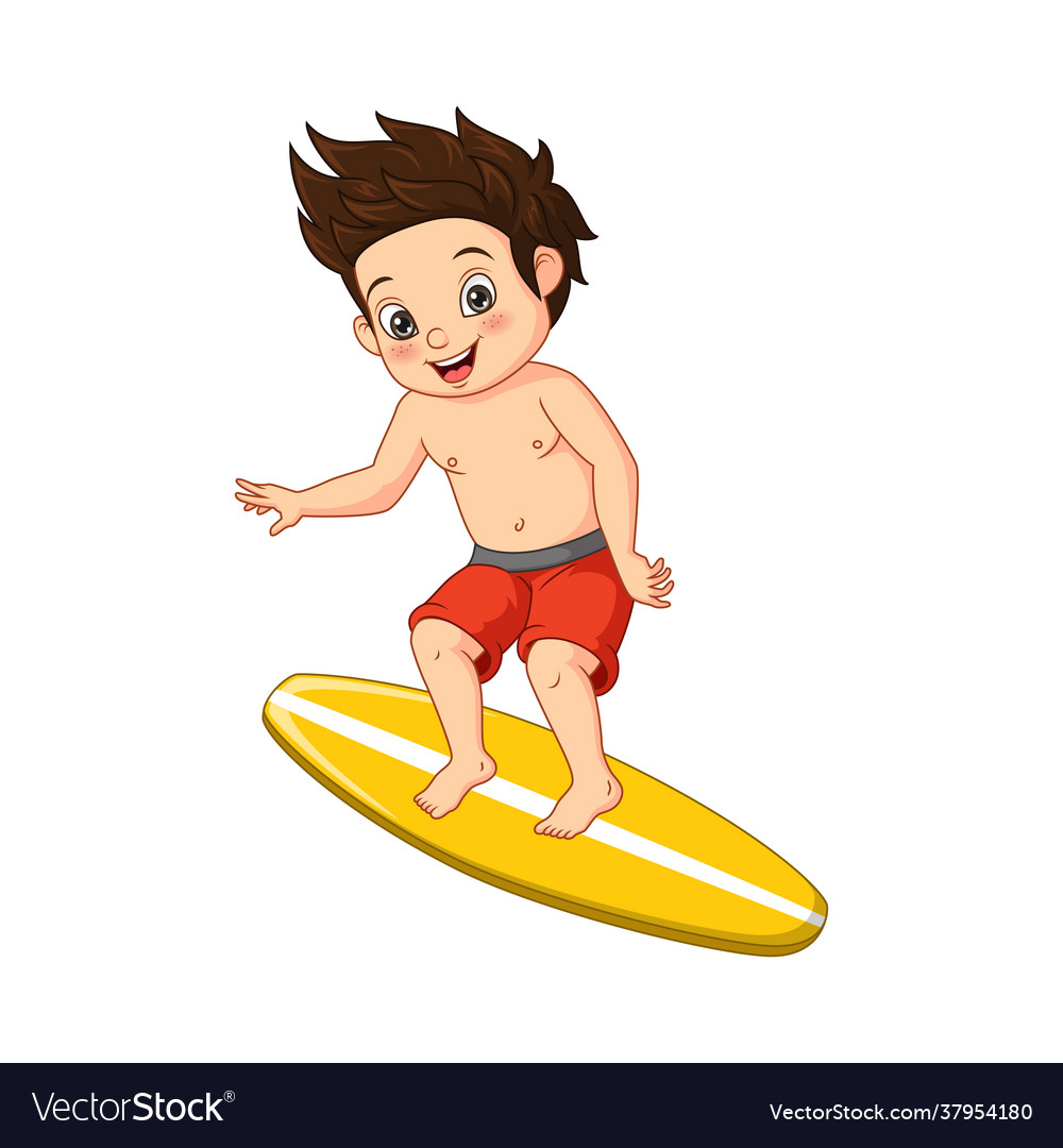 boy surfing clipart