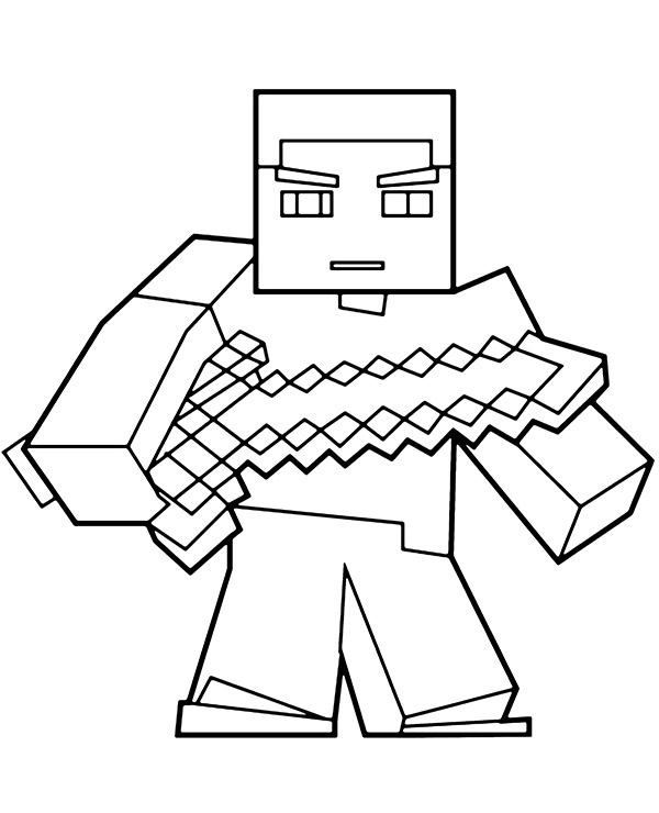 steve from minecraft coloring page