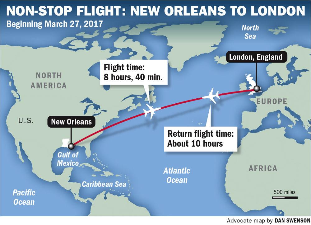 london to new orleans flight time