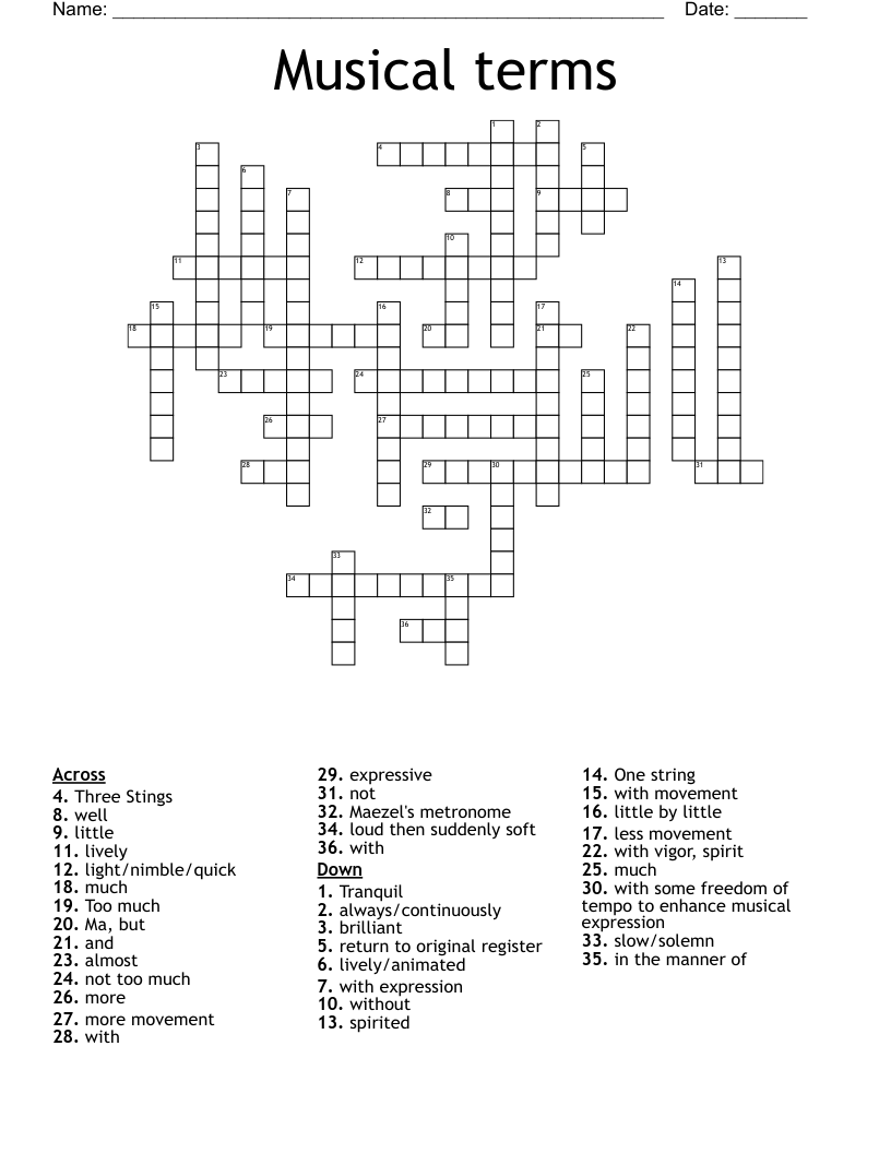 lively musical piece crossword