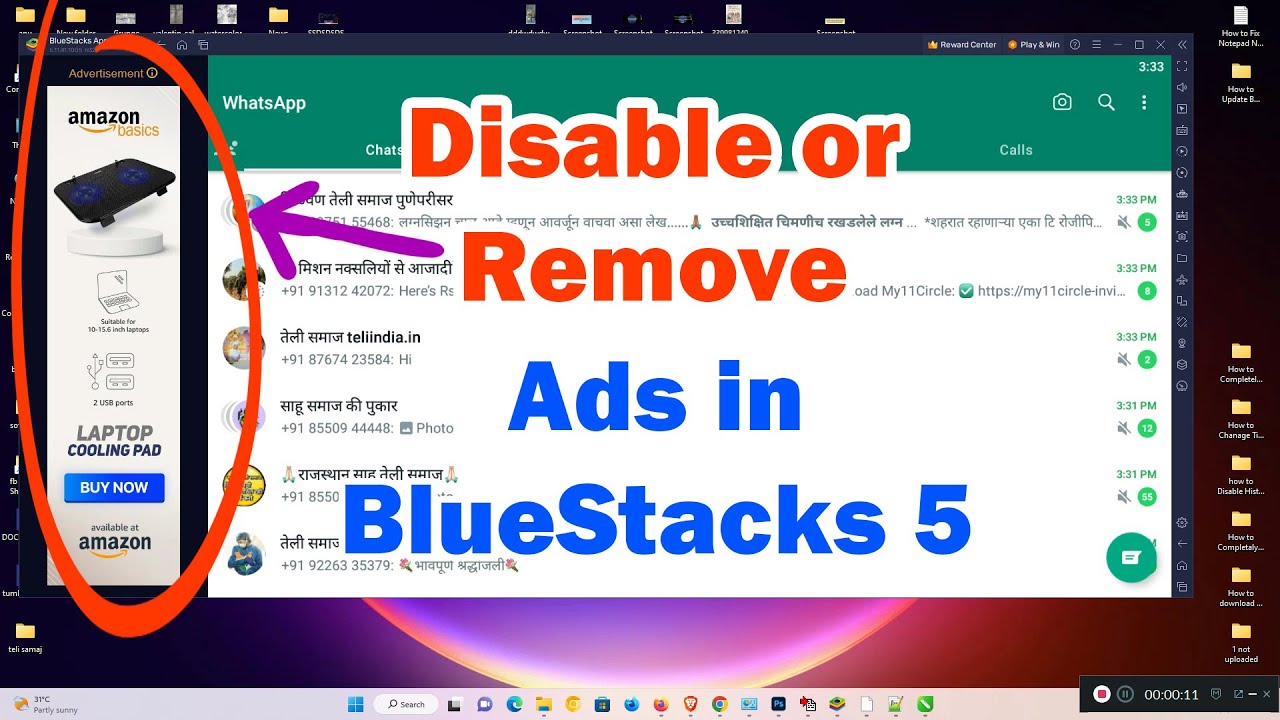 bluestacks hide ads