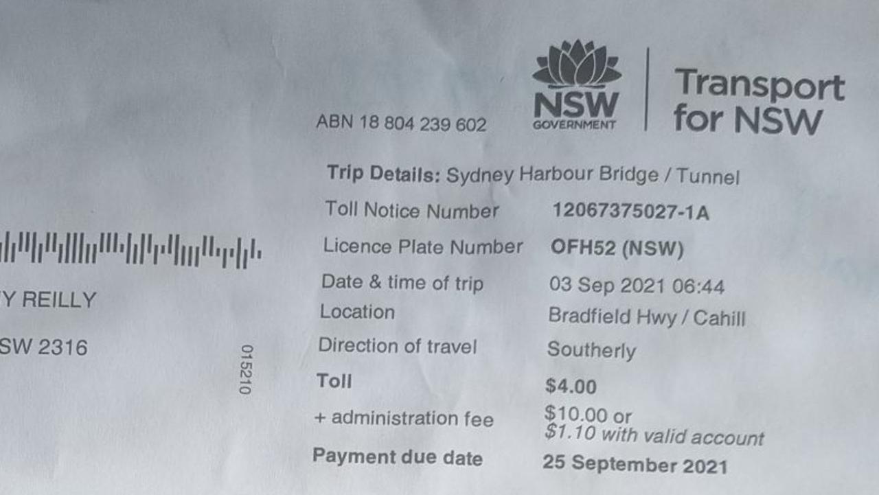 sydney motorways toll notices