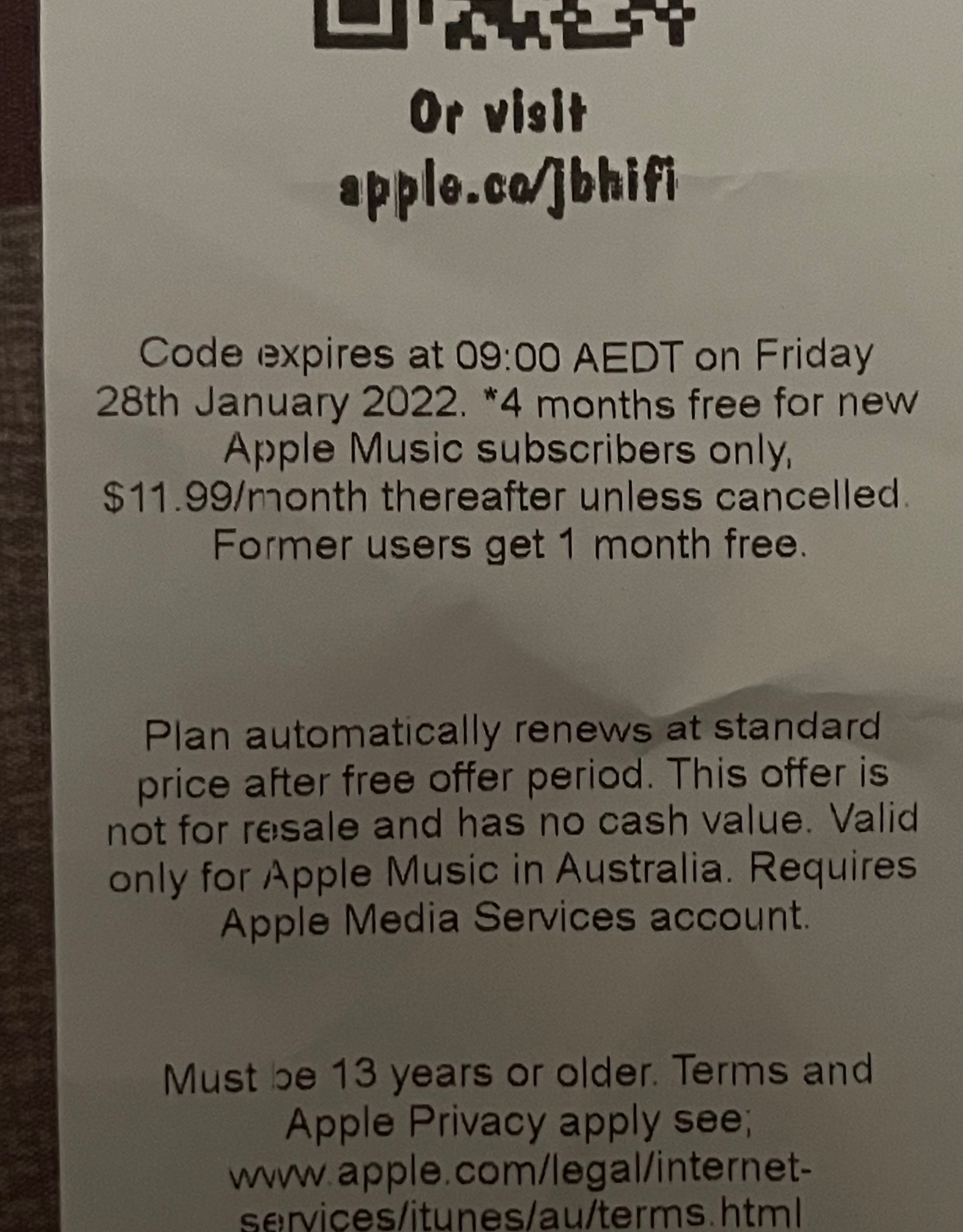 apple music redemption code
