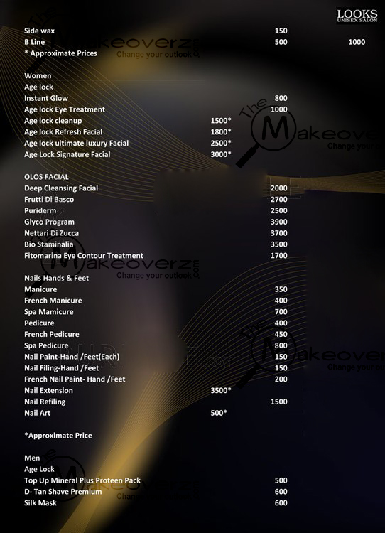 looks salon noida price list